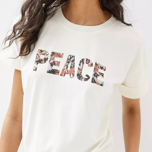 NEW ANTHROPOLOGIE Peace Graphic Tee Short Sleeve size XS - Picture 3 of 7